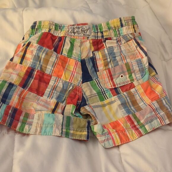 Gap Y2K plaid patchwork swim shorts size 12-18 months - Picture 5 of 6